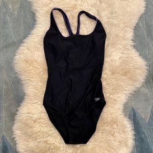 Speedo Black One Piece Swimsuit Sz 12